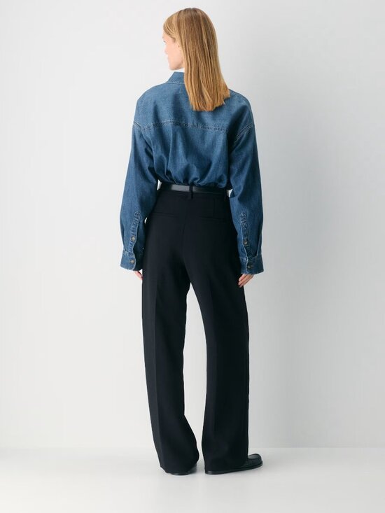 Aritzia Wilfred The Effortless Pant- Crepette Blue Wide Leg Trousers- Size 8 - Picture 3 of 13
